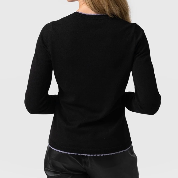Saint+Sofia Scalloped Edge Crew Neck Sweater, Black and Purple, Women’s M, NWT - Picture 14 of 14